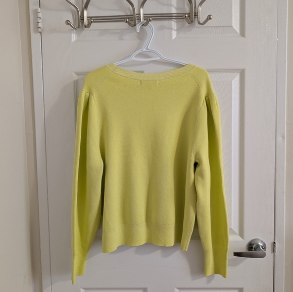 NWT Banana Republic Balloon Sleeve Knit 42%Cotton lime green Sweater Top Size XL - Picture 3 of 12